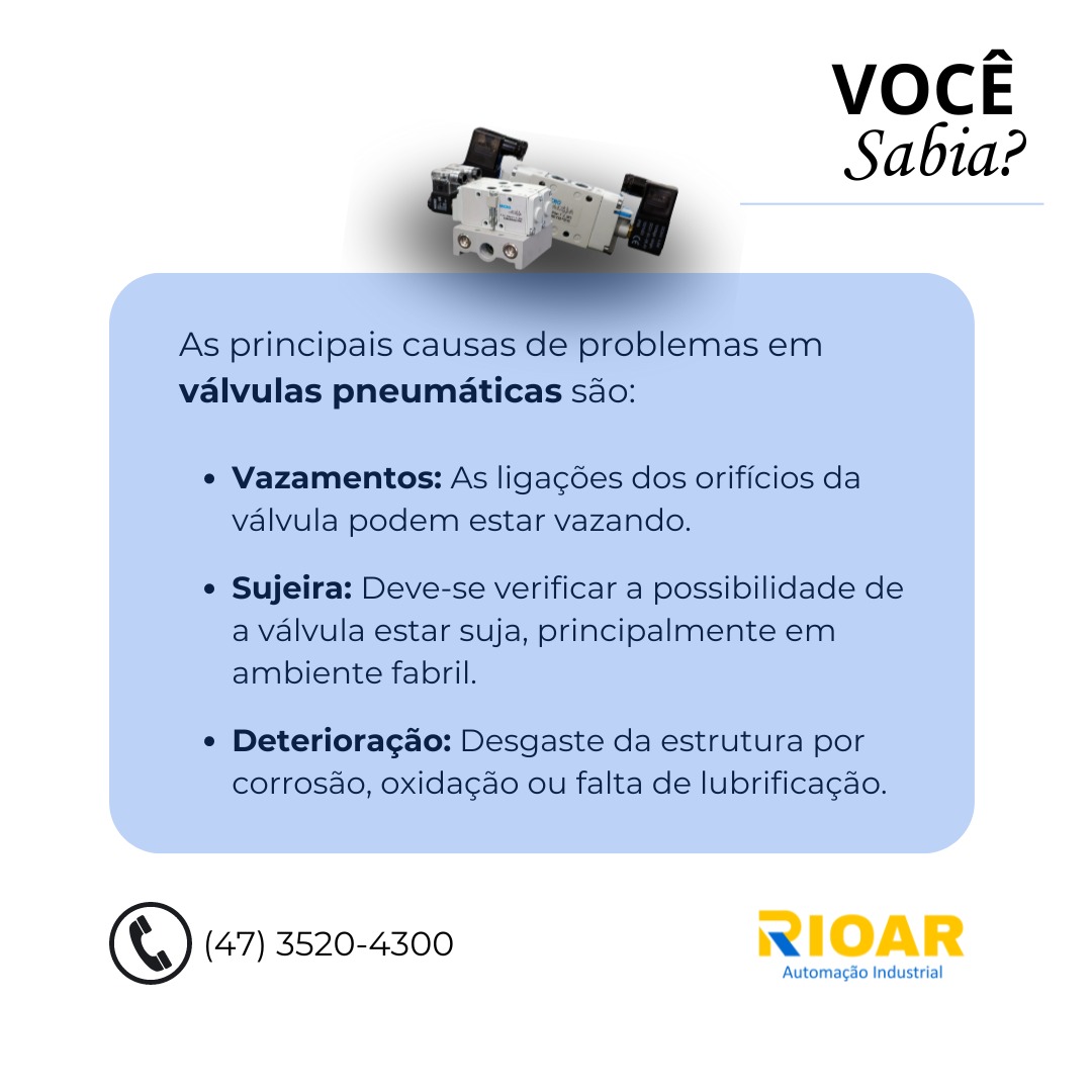 Evite problemas com suas válvulas pneumáticas