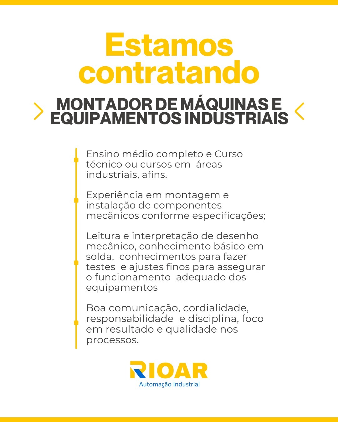 Vaga – Montador de máquinas e equipamentos industriais